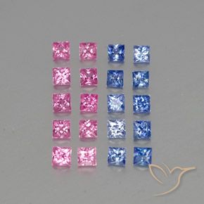 3.75 ctw Multicolor Sapphire Stones, Natural Sapphire in Princess-Cut Shape for Sale