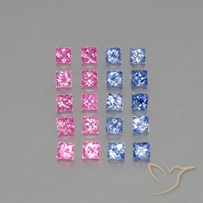 4.89 ctw Multicolor Sapphire Stones, Natural Sapphire in Princess-Cut Shape for Sale