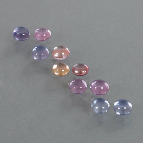 2.48 ctw Multicolor Sapphire Gemstones, Sapphire Gems in Round Cabochon Shape for Sale.