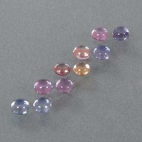 2.48 ctw Multicolor Sapphire Stones, Natural Sapphire in Round Cabochon Shape for Sale