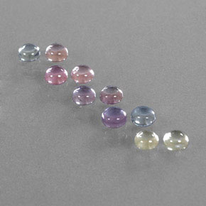 3.06 ctw Multicolor Sapphire Gemstones, Sapphire Gems in Round Cabochon Shape for Sale.