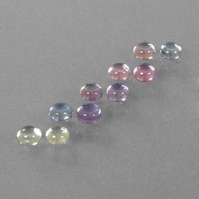 3.06 ctw Multicolor Sapphire Stones, Natural Sapphire in Round Cabochon Shape for Sale