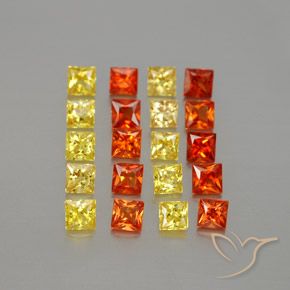 2.61 ctw Multicolor Sapphire Stones, Natural Sapphire in Princess-Cut Shape for Sale