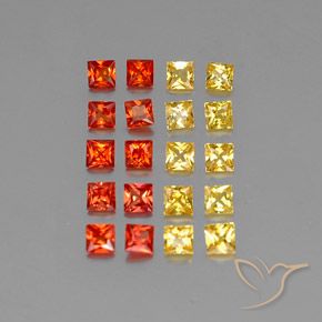 2.55 ctw Multicolor Sapphire Stones, Natural Sapphire in Princess-Cut Shape for Sale