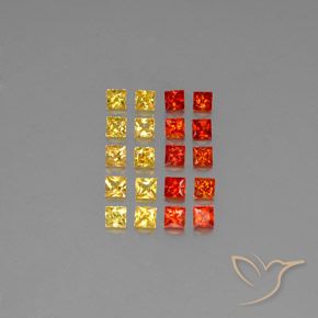 20 Stück/Set quadratischer mehrfarbiger Saphir aus Tansania - Größe 2,7 x 2,6mm, Gewicht 2,58 ct gesamt / Durchschn. je 0,13 ct, Mohs-Härte 9 Geeignet für den täglichen Gebrauch im Schmuck, Edelstein für Donnerstag, Photo A