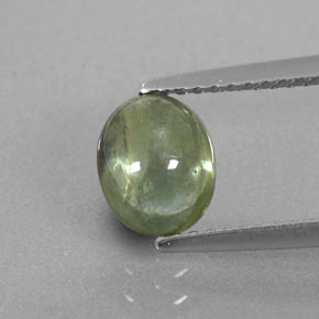 1.67 ct Green Sapphire Gemstone, Sapphire Gem in Oval Cabochon Shape for Sale.