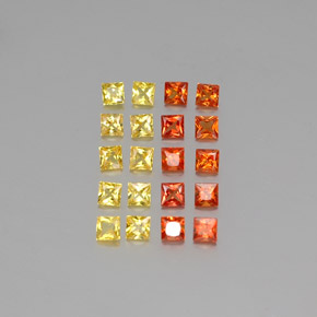 1.73 ctw Multicolor Sapphire Gemstones, Sapphire Gems in Princess-Cut Shape for Sale.
