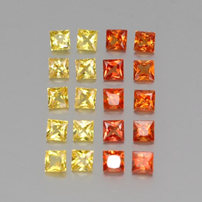 1.73 ctw Multicolor Sapphire Stones, Natural Sapphire in Princess-Cut Shape for Sale