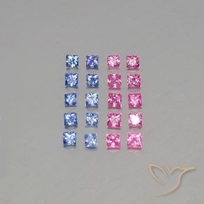 2.03 ctw Multicolor Sapphire Gemstones, Sapphire Gems in Princess-Cut Shape for Sale.