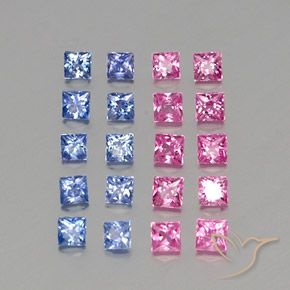 2.03 ctw Multicolor Sapphire Stones, Natural Sapphire in Princess-Cut Shape for Sale