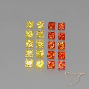 2.79 ctw Multicolor Sapphire Gemstones, Sapphire Gems in Princess-Cut Shape for Sale.
