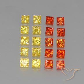 2.79 ctw Multicolor Sapphire Stones, Natural Sapphire in Princess-Cut Shape for Sale