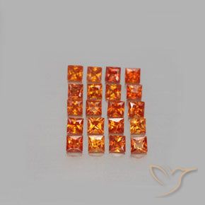 Naranja fuego Zafiro Gema - 0.1ct Corte Princesa (ID: 347788)