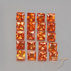 2.88 ctw Orange Sapphire Stones, Natural Sapphire in Princess-Cut Shape for Sale