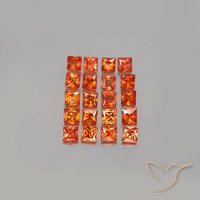 Medium Orange Zaffiro Gem - 0.1ct Taglio Princess (ID: 347794)