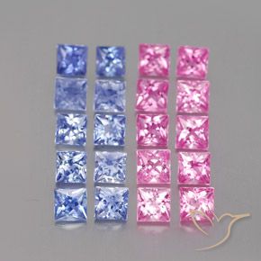 3.27 ctw Multicolor Sapphire Stones, Natural Sapphire in Princess-Cut Shape for Sale