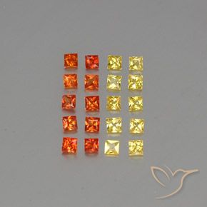 Lotto taglio quadrato di 20 pezzi di zaffiro multicolore dallo Sri Lanka - peso totale di 1,61 ct / media. 0,08 ct ciascuno, misura 2,4 x 2,3mm, colore: Multicolore, durezza Mohs 9 adatto per gioielli da indossare ogni giorno, Giovedì Gemma, Photo A