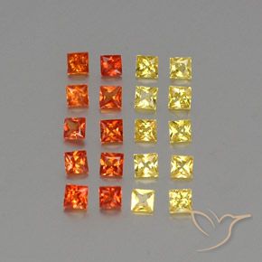 1.61 ctw Multicolor Sapphire Stones, Natural Sapphire in Princess-Cut Shape for Sale