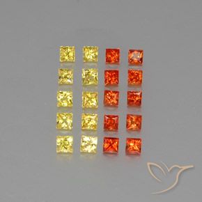 Lotto taglio quadrato di 20 pezzi di zaffiro multicolore dallo Sri Lanka - peso totale di 2,88 ct / media. 0,14 ct ciascuno, misura 2,8 x 2,7mm, colore: Multicolore, durezza Mohs 9 adatto per gioielli da indossare ogni giorno, Mostra grande brillantezza, Photo A