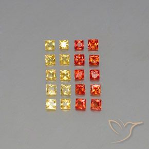 Lotto di 20 pezzi taglio quadrato multicolore Zaffiro dallo Sri Lanka - Peso totale 1,49 ct / avg. 0,07 ct ciascuno, dimensioni 2,3 x 2,3mm, colore: Multicolore, durezza Mohs 9 adatto per gioielli da indossare ogni giorno, Simboleggia abbondanza e prosperità, Photo A