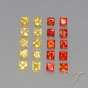 1.80 ctw Multicolor Sapphire Stones, Natural Sapphire in Princess-Cut Shape for Sale