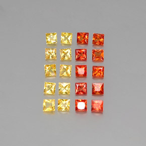 1.69 ctw Multicolor Sapphire Gemstones, Sapphire Gems in Princess-Cut Shape for Sale.