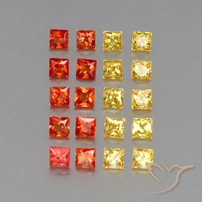 2.21 ctw Multicolor Sapphire Stones, Natural Sapphire in Princess-Cut Shape for Sale