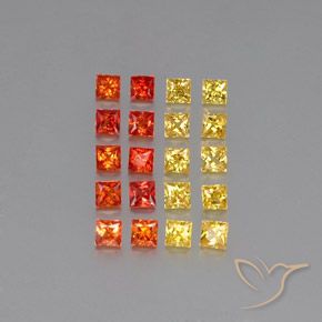 20 Stück/Set quadratischer mehrfarbiger Saphir aus Sri Lanka - Größe 2,7 x 2,7mm, Gewicht 2,52 ct gesamt / Durchschn. je 0,13 ct, Mohs-Härte 9 Geeignet für den täglichen Gebrauch im Schmuck, Sternzeichen Stier, Photo A