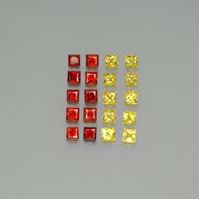 2.26 ctw Multicolor Sapphire Gemstones, Sapphire Gems in Princess-Cut Shape for Sale.