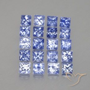 3.14 ctw Blue Sapphire Stones, Natural Sapphire in Princess-Cut Shape for Sale