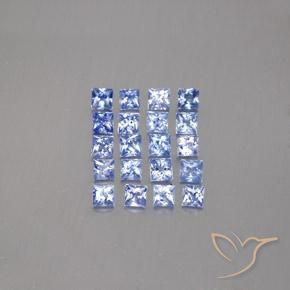 Lotto di 20 pezzi di zaffiro blu taglio quadrato Zaffiro - Dimensioni 2,5 x 2,5mm, peso 2,05 ct totali / media. 0,1 ct ciascuno, colore: Blu pastello, durezza Mohs 9 adatto per gioielli da indossare ogni giorno , Pietra portafortuna di settembre, Photo A