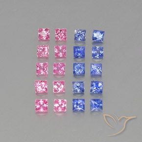 3.04 ctw Multicolor Sapphire Stones, Natural Sapphire in Princess-Cut Shape for Sale