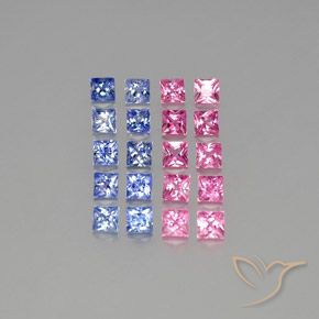 マルチカラー サファイア 宝石 - 0.2ct プリンセスカット (ID: 347917)