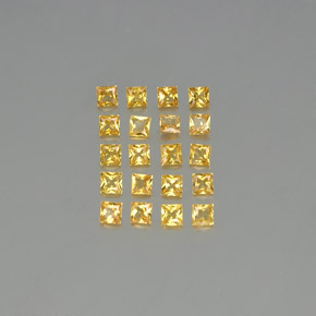 2.10 ctw Yellow Sapphire Gemstones, Sapphire Gems in Princess-Cut Shape for Sale.