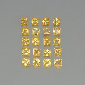 2.10 ctw Yellow Sapphire Stones, Natural Sapphire in Princess-Cut Shape for Sale