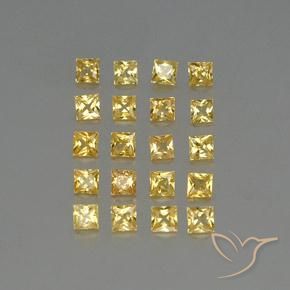1.99 ctw Yellow Sapphire Stones, Natural Sapphire in Princess-Cut Shape for Sale