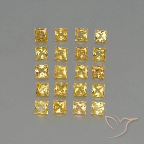 2.18 ctw Yellow Sapphire Stones, Natural Sapphire in Princess-Cut Shape for Sale