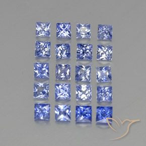 3.47 ctw Blue Sapphire Stones, Natural Sapphire in Princess-Cut Shape for Sale