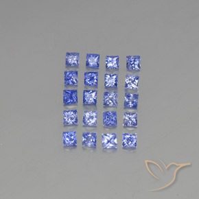 20-teiliges Saphir / Set - Prinzess-Schliff Blau aus Madagaskar - Größe 2,5 x 2,5mm, Gewicht 2,36 ct gesamt / Durchschn. je 0,12 ct, Farbe: Tiefblau, Mohs-Härte 9 Geeignet für den täglichen Gebrauch im Schmuck, Geburtsstein für September, Photo A