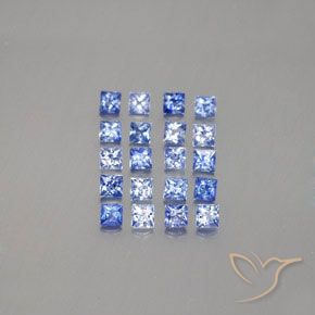 Azul pastel Zafiro Gema - 0.1ct Corte Princesa (ID: 348001)