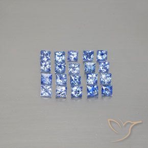 2.53 ctw Blue Sapphire Gemstones, Sapphire Gems in Princess-Cut Shape for Sale.
