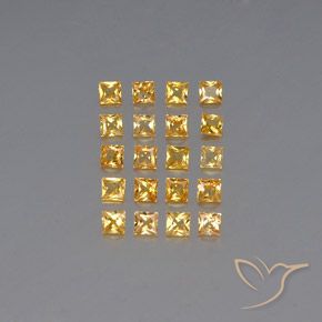 2.02 ct Yellow Sapphire, 2.6 x 2.5 mm Princess Cut From Tanzania, Photo A