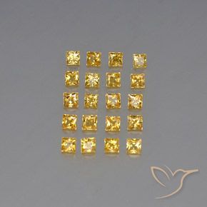 2.23 ct Loose Yellow Sapphire, 2.5 x 2.5 mm Princess Cut From Tanzania, Photo A