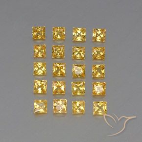 2.05 ctw Yellow Sapphire Stones, Natural Sapphire in Princess-Cut Shape for Sale