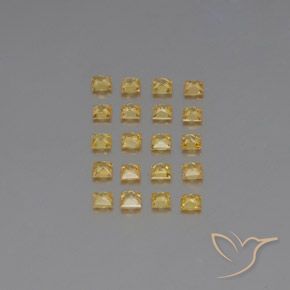 Sapphire Gemstones in 2.5 x 2.5 mm Size for Sale, Sapphire Stones in Medium Golden Color