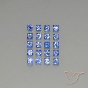 Lotto di zaffiro taglio quadrato da 20 pezzi 2,3 x 2,3mm - Peso totale di 1,86 ct / avg. 0,09 ct ciascuno, colore: Blu pastello, durezza Mohs 9 adatto per gioielli da indossare ogni giorno, Giovedì Gemma, Photo A
