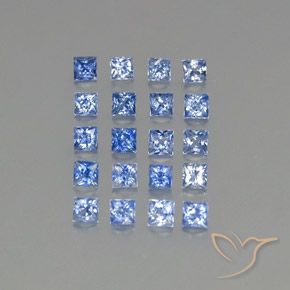 1.66 ctw Blue Sapphire Stones, Natural Sapphire in Princess-Cut Shape for Sale