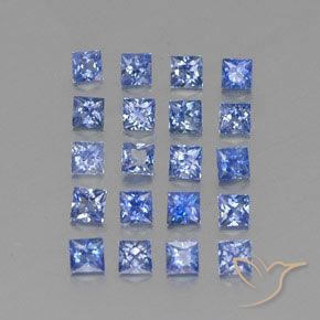 2.54 ctw Blue Sapphire Stones, Natural Sapphire in Princess-Cut Shape for Sale