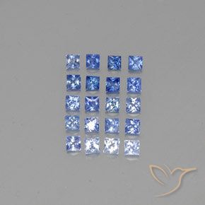 Lot de 20pc pièces de Saphirs Bleu pastel Carré de Madagascar, taille 2,4 x 2,3mm, poids total 1,78 ct / moyenne 0,09 ct chaque, dureté de Mohs 9 convient aux bijoux de tous les jours, pierre de sagesse, Pierre de naissance de septembre, Photo A