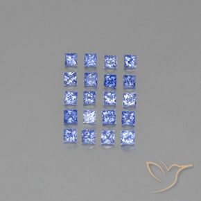 20 Stück quadratischer blauer Saphir Set aus Madagaskar - Gewicht 2,05 ct total / Durchschn. je 0,1 ct, Größe 2,5 x 2,5mm, Farbe: Tiefblau, Mohs-Härte 9 Geeignet für den täglichen Gebrauch im Schmuck, Edelstein für Donnerstag, Photo A